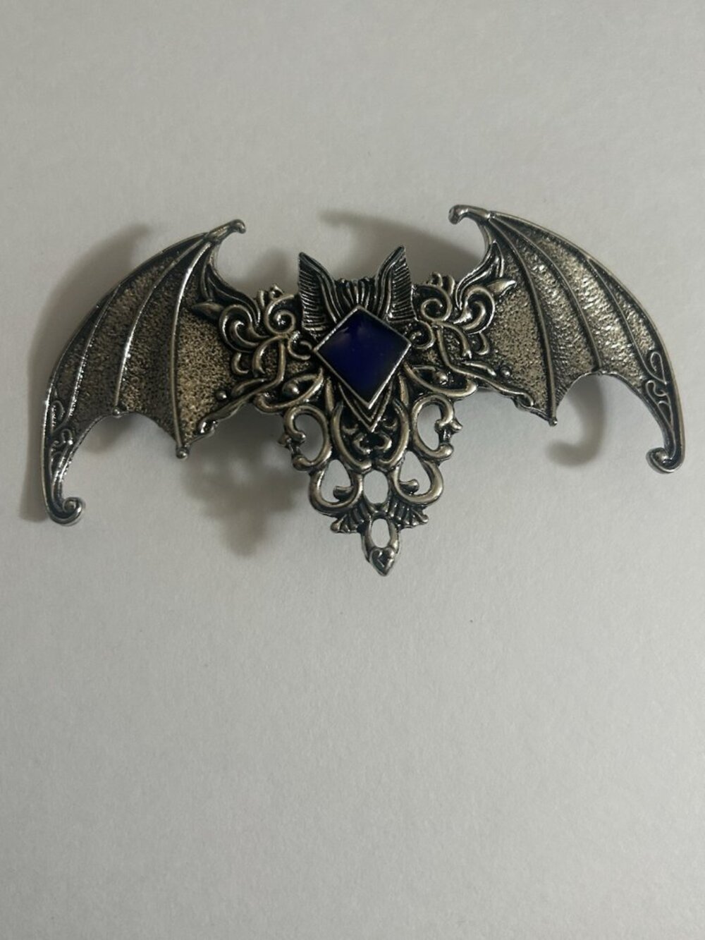 Bat Mythical Purple Center Emo Metal Hair Clip Victorian vampire Antic Silver